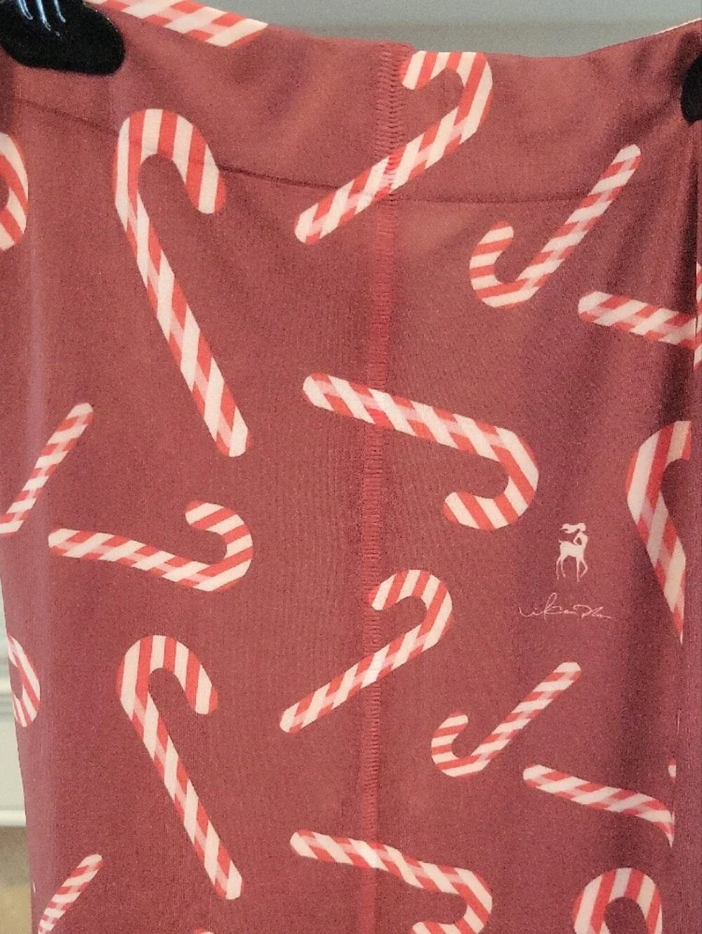 Women's Candy Cane Print Hosiery - Red & White XL